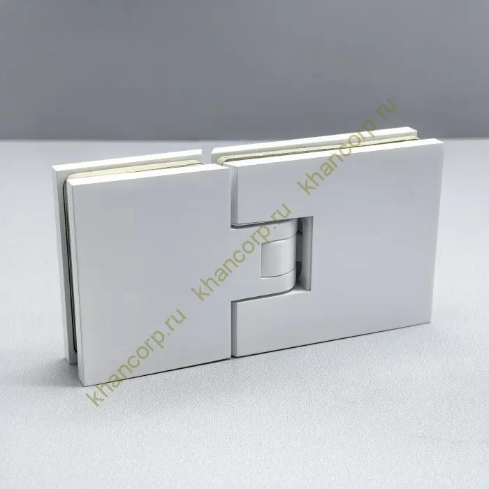 Петля Афродита FDP-232, стекло-стекло 180° с крышками, латунь/белый