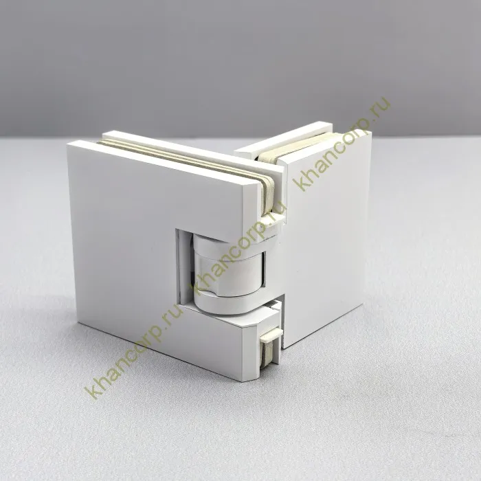 Петля Афродита FDP-232, стекло-стекло 180° с крышками, латунь/белый