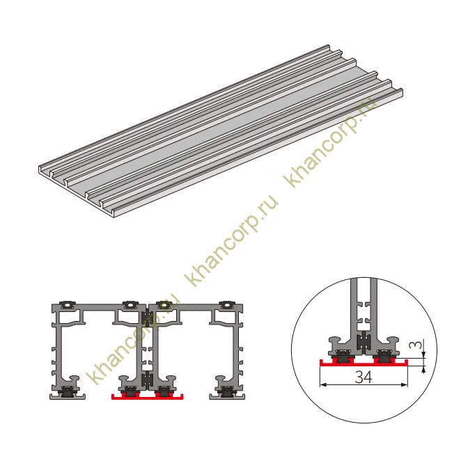 Центральная декоративная крышка трека FDS-194.3 для системы FDS-19, длина 3м, алюминий/черный