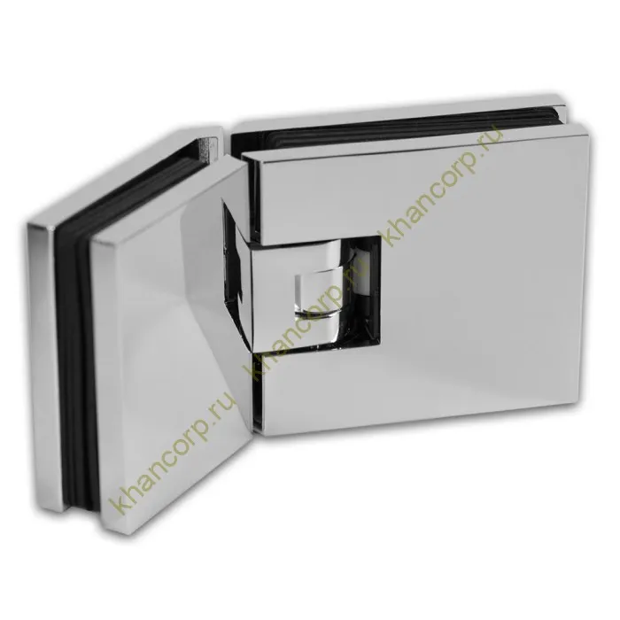 Петля Афродита FDP-234, стекло-стекло 135° с крышками, латунь/хром