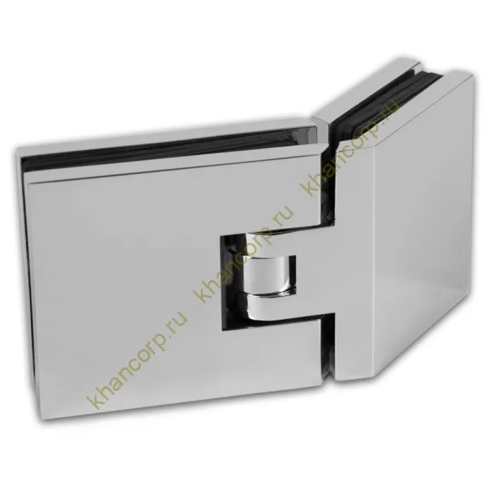 Петля Афродита FDP-234, стекло-стекло 135° с крышками, латунь/хром