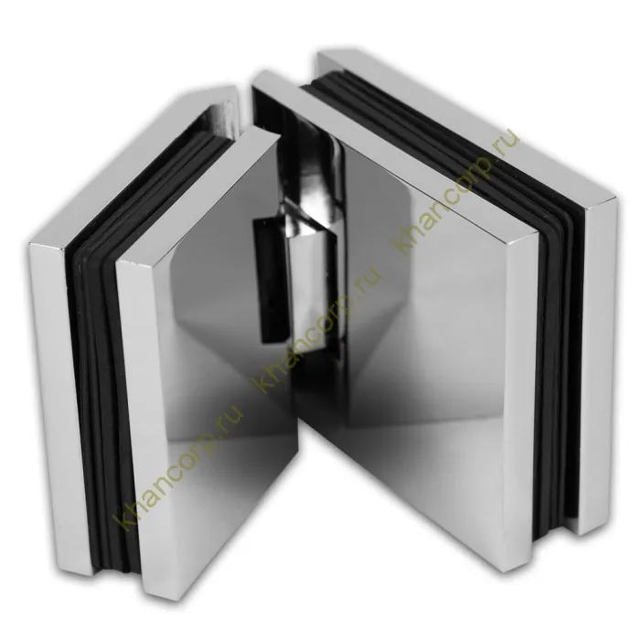 Петля Афродита FDP-234, стекло-стекло 135° с крышками, латунь/хром