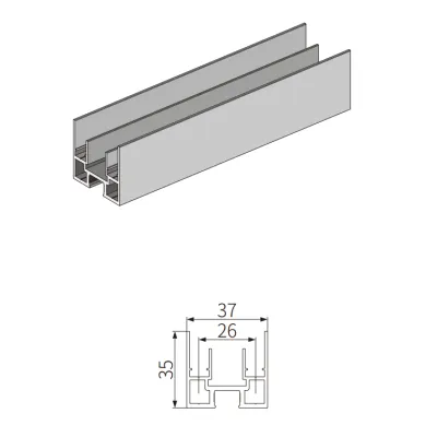 Профиль FMPA-6.3 для стекла верхний/нижний, длина 3 м (FDS-19), алюминий/черный