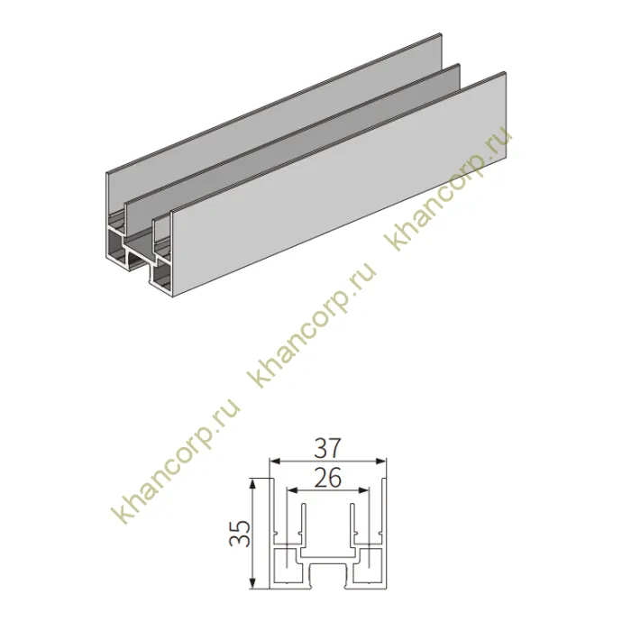 Профиль FMPA-6.4 для стекла верхний/нижний, длина 4 м (FDS-19), алюминий/черный