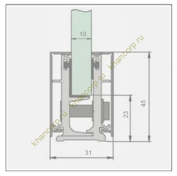 Профиль зажимной FKP-45 в сборе с двумя крышками, алюминий/анодированный