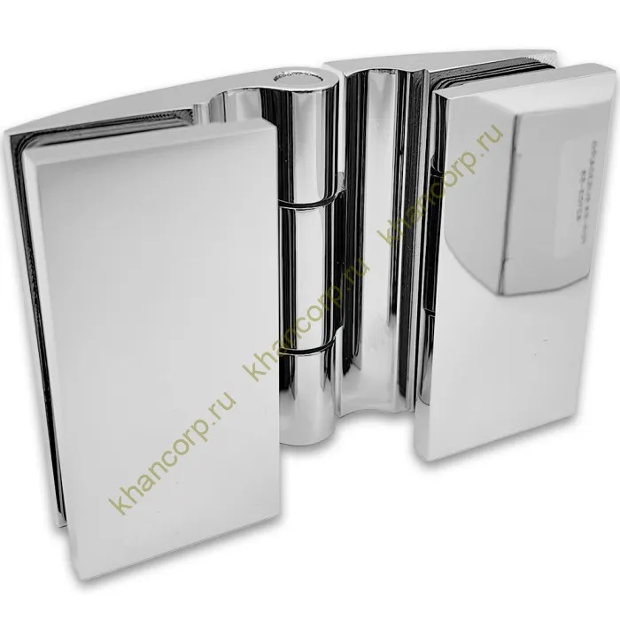 Петля Европа FDP-119 стекло-стекло 180˚, с крышками, латунь/хром