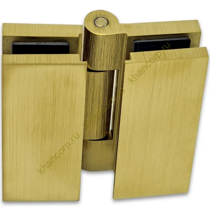 Петля Гера FDP-121, стекло-стекло 180°, латунь/брашированное золото