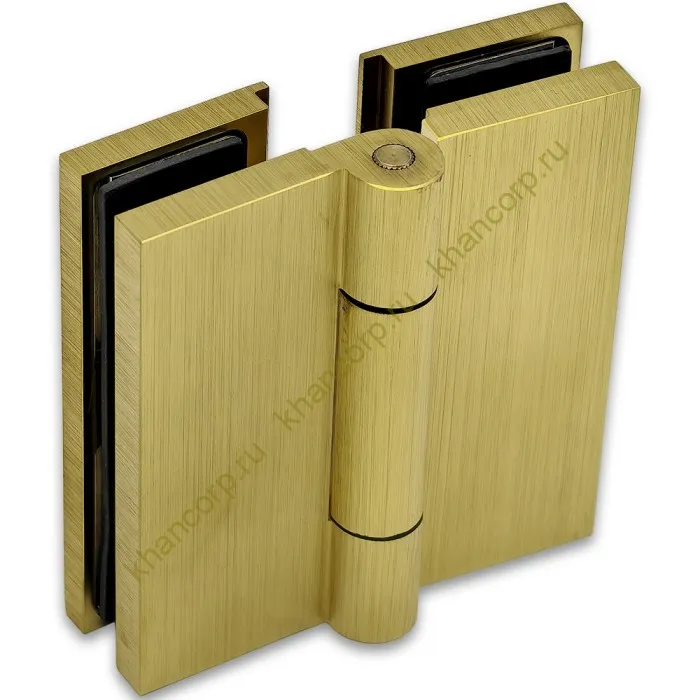 Петля Гера FDP-121, стекло-стекло 180°, латунь/брашированное золото