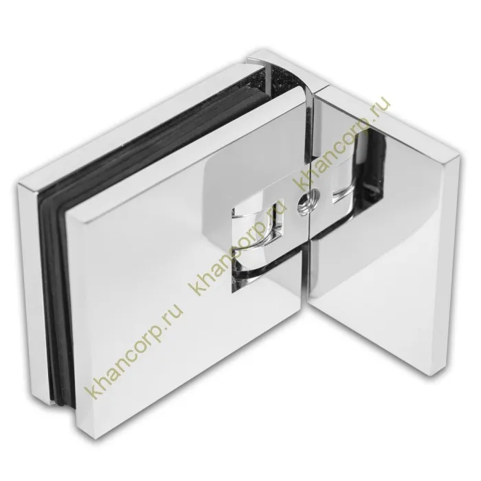 Петля Аврора FDP-180 стена-стекло 90˚ с крышками, латунь/хром