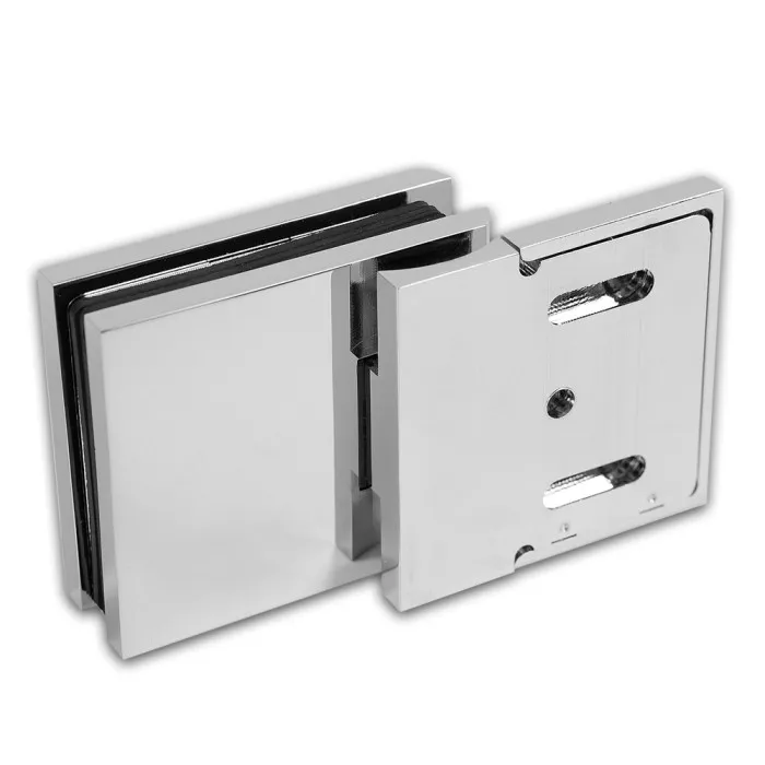 Петля Аврора FDP-180 стена-стекло 90˚ с крышками, латунь/хром