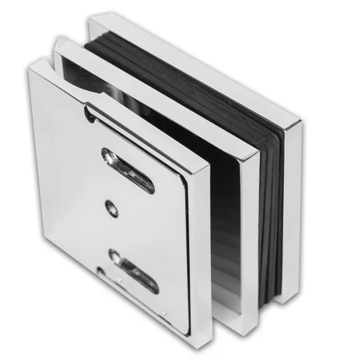 Петля Аврора FDP-180 стена-стекло 90˚ с крышками, латунь/хром