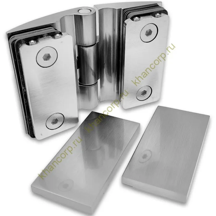 Петля Европа FDP-119 стекло-стекло 180˚, с крышками, латунь/матовый