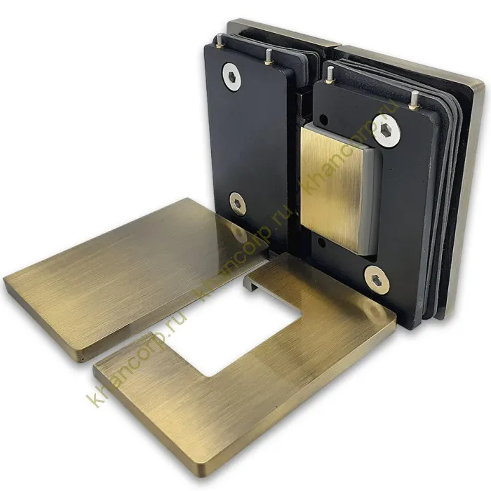 Петля Афина FDP-132 стекло-стекло 180°, латунь/бронза