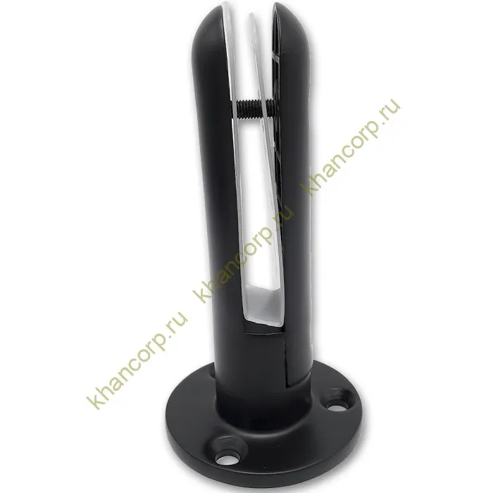 Стеклодержатель FOS-04 напольный 105x190 мм со сверлением, нержавейка/черный