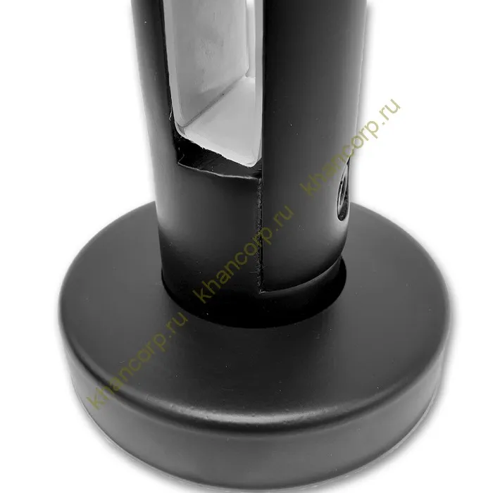 Стеклодержатель FOS-04 напольный 105x190 мм со сверлением, нержавейка/черный