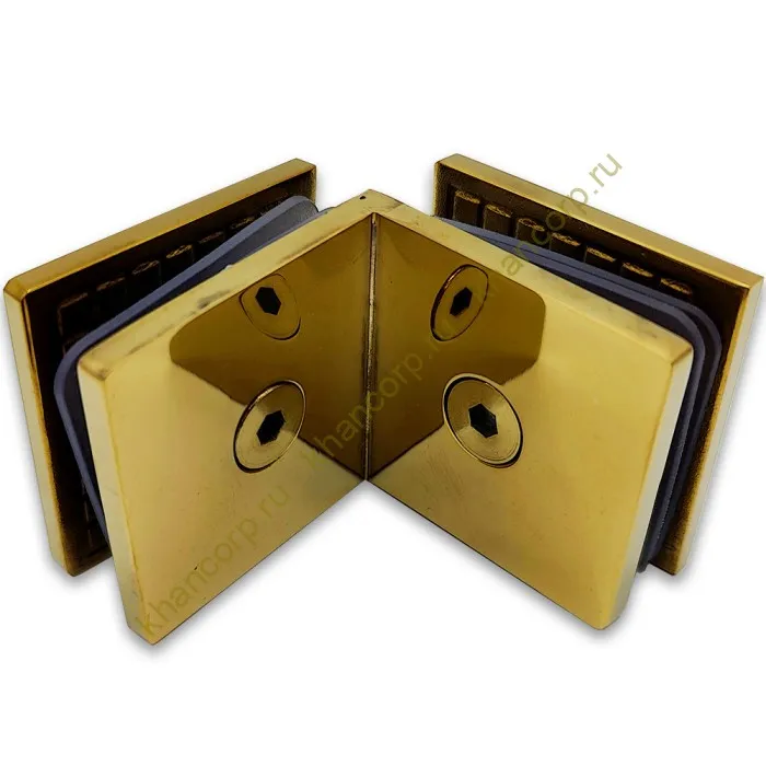 Коннектор Альфа FDK-14 стекло-стекло 90˚ нержавейка/золото