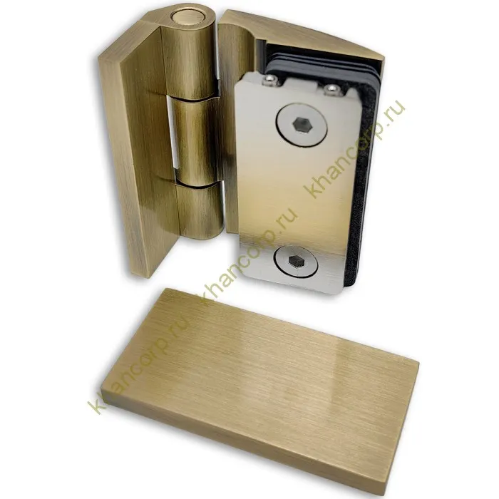 Петля Европа FDP-118 стена-стекло 90° с крышками, латунь/бронза