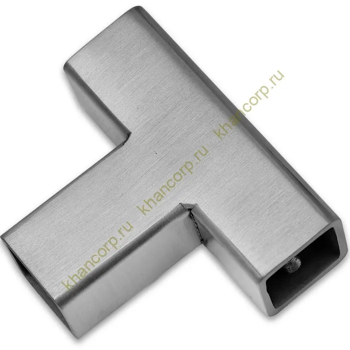 Соединитель трубы FDC-63, 15х15 Т-образный, нержавейка/матовый