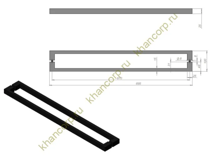 Ручка полотенцесушитель FDR-712, 15x15x670 мм, нержавейка/полированный