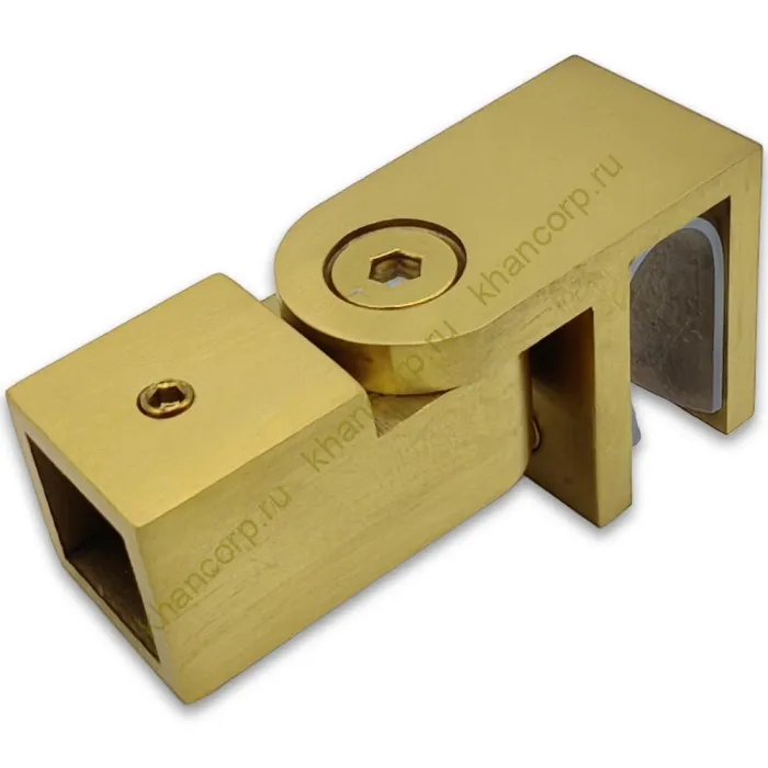 Держатель стекла FDC-50, 15х15 торцевой 0°-180°, нержавейка/брашированное золото