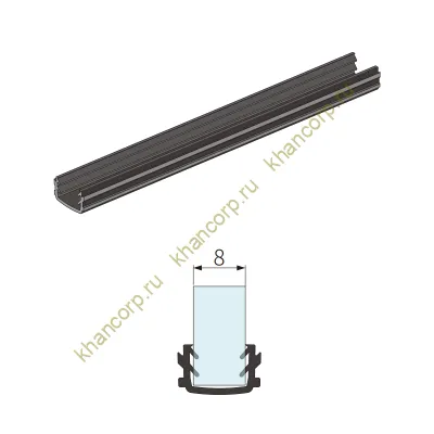 Уплотнитель FMPA-11.35 в профиль для стекла 8мм, длина 3.5 м (Диона FDS-19), черный