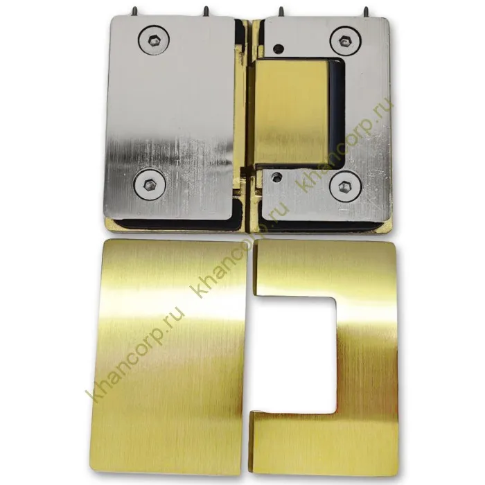 Петля Афина FDP-132 стекло-стекло 180˚, латунь/брашированное золото