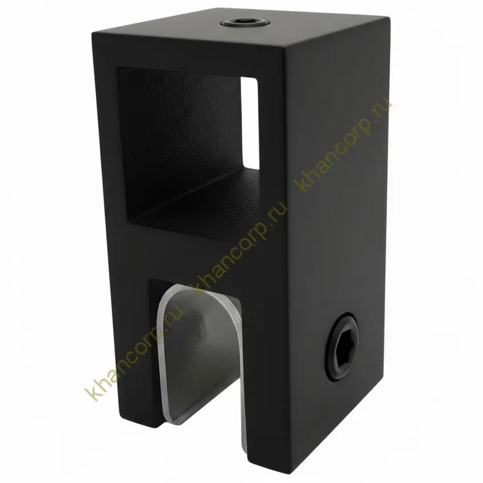 Держатель стекла FDC-58 сквозной 15х15 вертикальный, нержавейка/черный