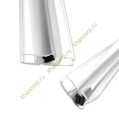 Уплотнитель ПРЕМИУМ магнитный 90°, 180° прозрачный, черный магнит 2.2 м под стекло 8 мм FDPP-502.8