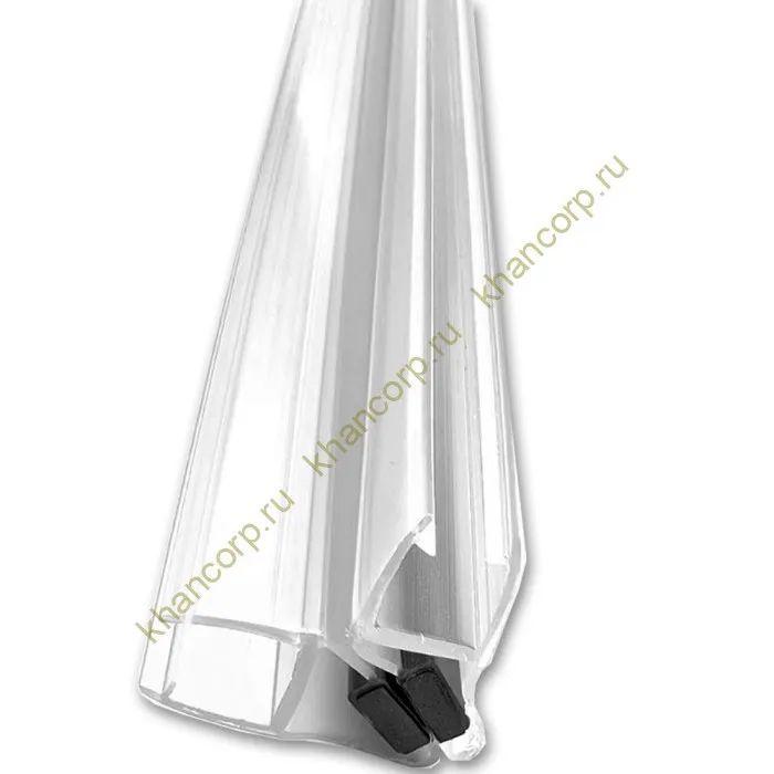 Уплотнитель ПРЕМИУМ магнитный 90°, 180° прозрачный, черный магнит 2.2 м под стекло 8 мм FDPP-502.8