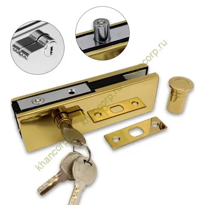 Замок FKZ-39 с круглым ригелем ключ/ключ, нержавейка/золото