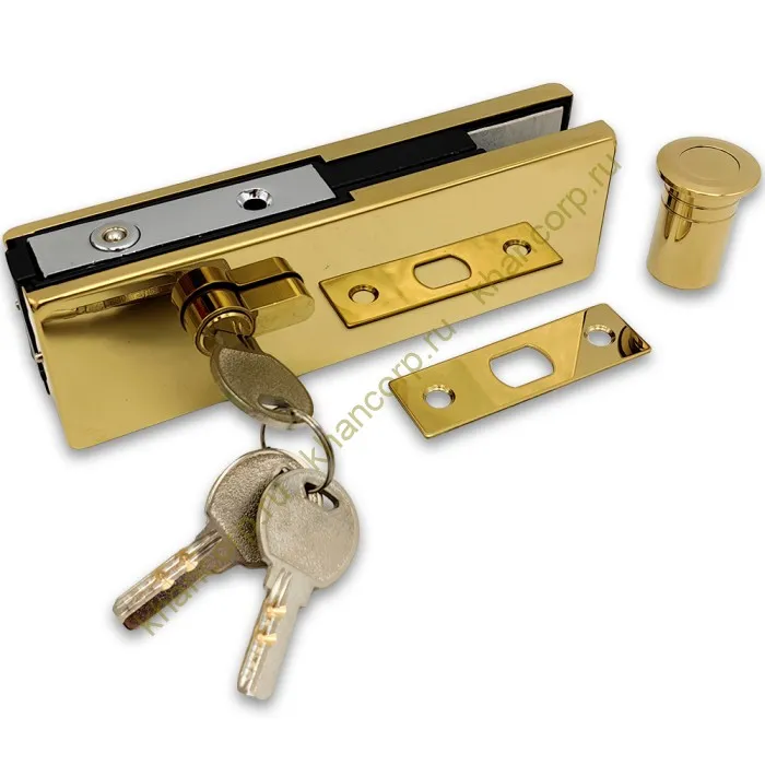 Замок FKZ-39 с круглым ригелем ключ/ключ, нержавейка/золото