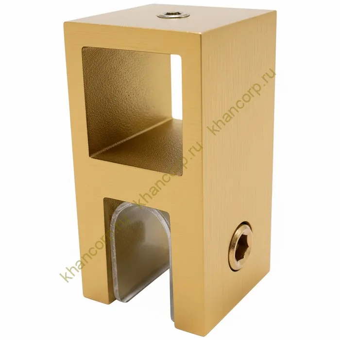 Держатель стекла FDC-58 сквозной 15х15 вертикальный, нержавейка/брашированное золото