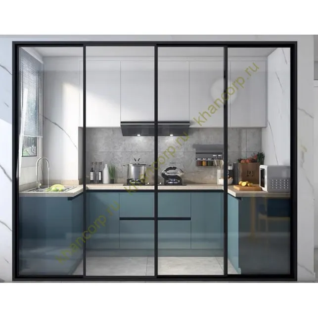 Комплект раздвижной системы DSK-170.2 AL/BL на 1 дверь (1+1) в проем, алюминий/черный