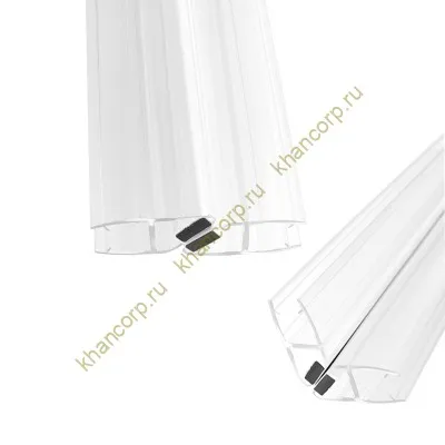 Уплотнитель магнитный 90°, 180° прозрачный с белым магнитом 2.2 м под стекло 8мм, FDPP-202.8