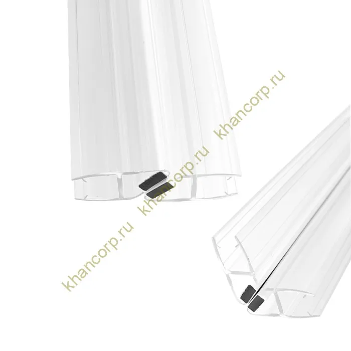 Уплотнитель магнитный 90°, 180° прозрачный с белым магнитом 2.2 м под стекло 8мм, FDPP-202.8