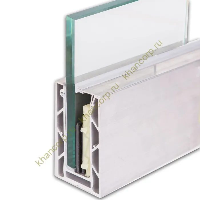 Профиль зажимной FOP-102.16 для стеклянных ограждений 16 мм, 102х60 мм, 6 м, алюминий/сырой