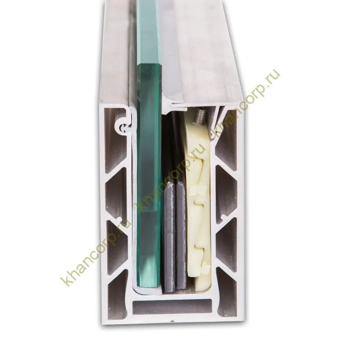 Профиль зажимной FOP-102.16 для стеклянных ограждений 16 мм, 102х60 мм, 6 м, алюминий/сырой