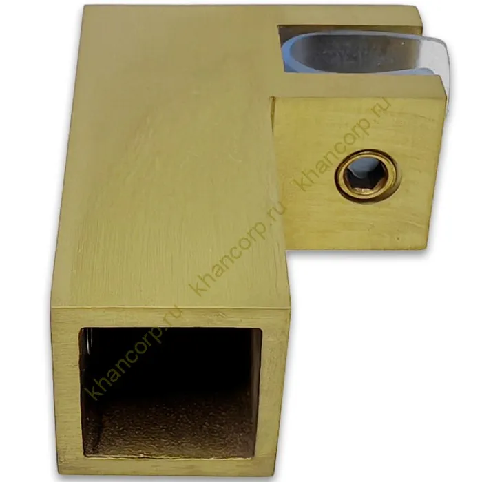 Держатель стекла FDC-61, 15х15 торцевой 90°, нержавейка/брашированное золото