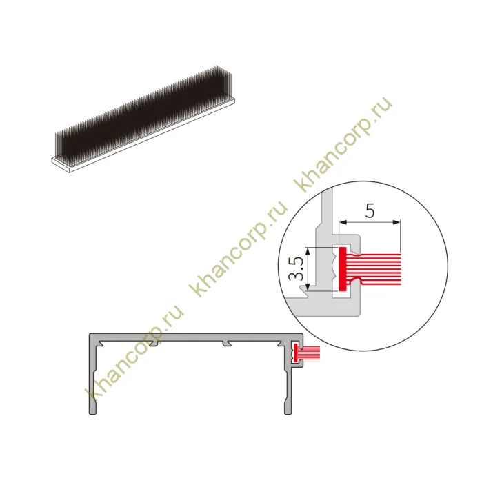 Щеточный уплотнитель FMPA-19.1, 1 м, черный, Диона FDS-19