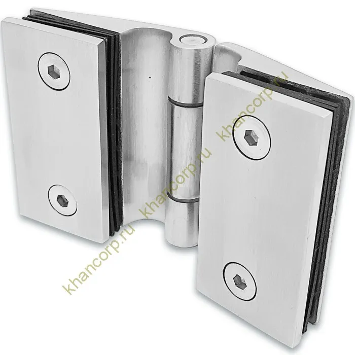 Петля Европа FDP-115 стекло-стекло 180˚ без крышек, нержавейка/матовый