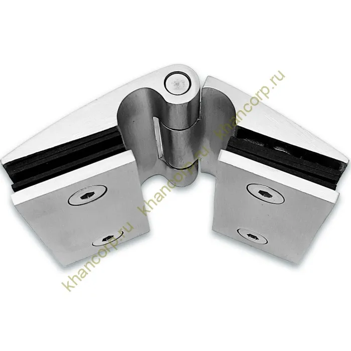 Петля Европа FDP-115 стекло-стекло 180˚ без крышек, нержавейка/матовый