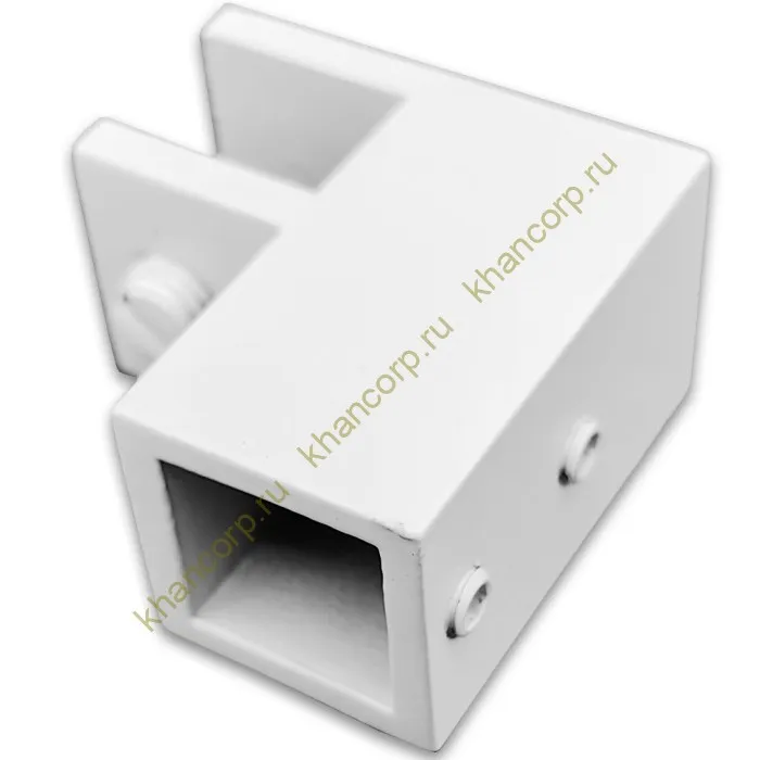 Держатель стекла FDC-61, 15х15 торцевой 90°, нержавейка/белый