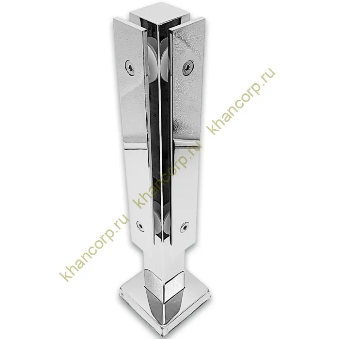 Стойка FOS-08 для стекла угловая напольная 78х400 мм со сверлением, нержавейка/полированный