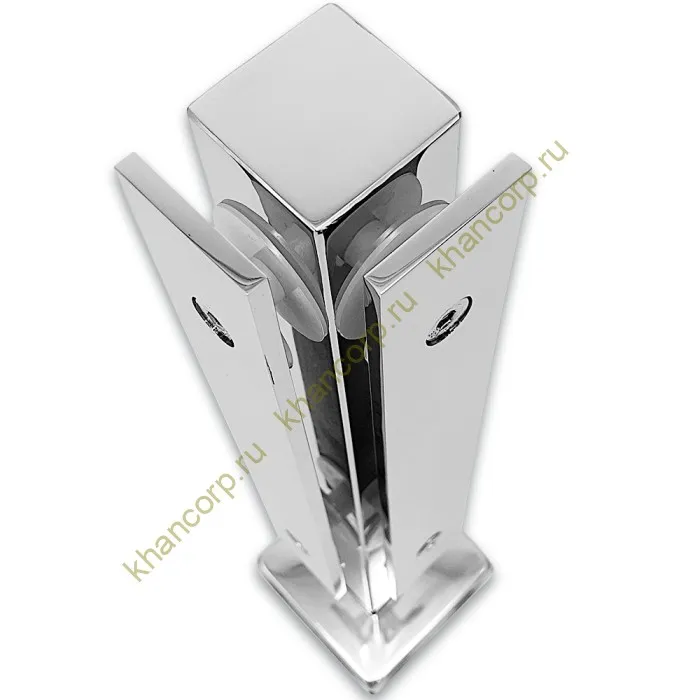 Стойка FOS-08 для стекла угловая напольная 78х400 мм со сверлением, нержавейка/полированный