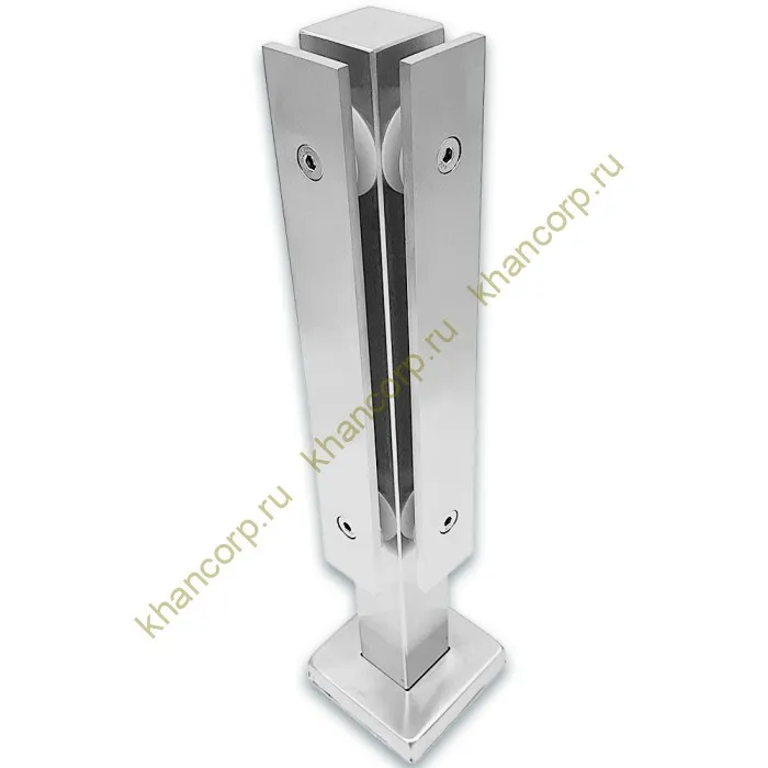 Стойка FOS-08 для стекла угловая напольная 78х400 мм со сверлением, нержавейка/матовый