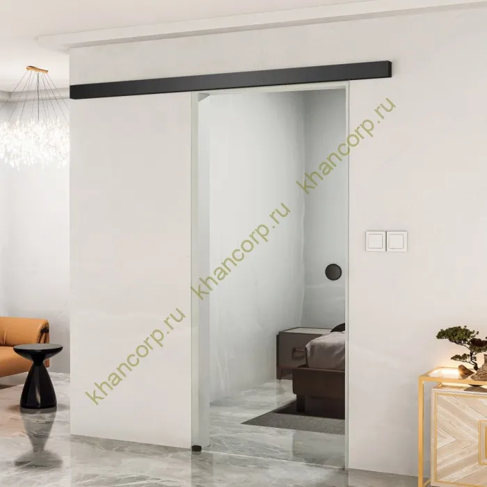 Раздвижная система FDS-16 с треком 2 м для стеклянных дверей, алюминий/черный