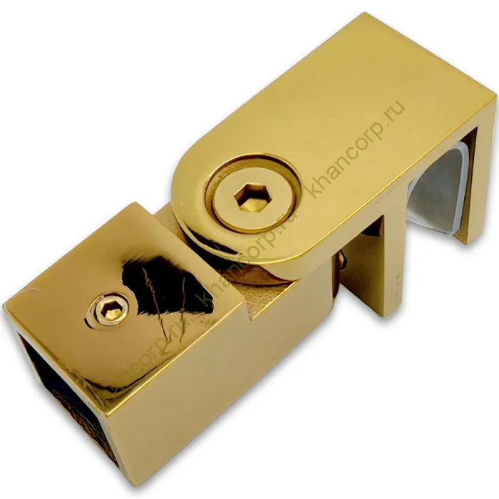 Держатель стекла FDC-50, 15х15 торцевой 0°-180°, нержавейка/золото