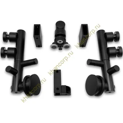 Комплект раздвижной системы КЛИО FDS-102 для поворотной двери, для трубы 30х10, нержавейка/черный