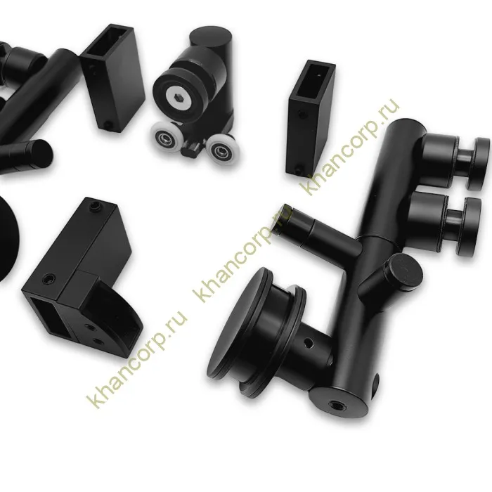 Комплект раздвижной системы КЛИО FDS-102 для поворотной двери, для трубы 30х10, нержавейка/черный