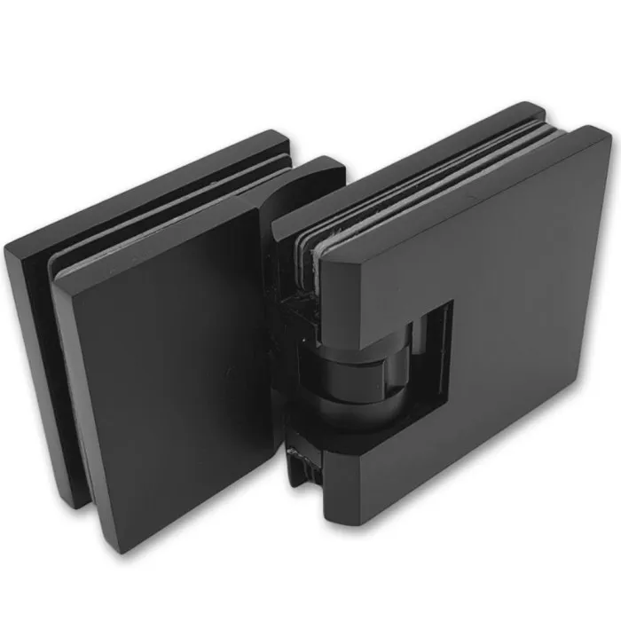 Петля Аврора FDP-184 стекло-стекло 90˚ с крышками, латунь/черный